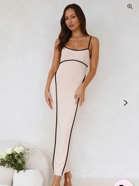 Hello Molly Cream Maxi Dress with Black Piping